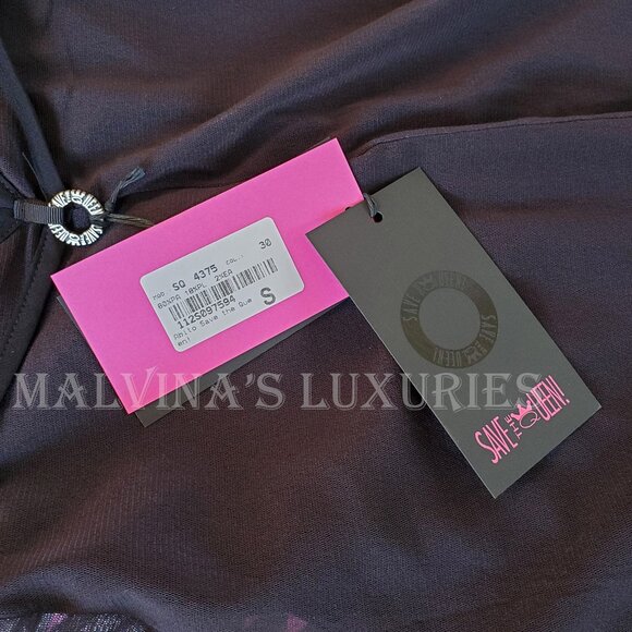 AVE THE QUEEN DRESS MAXI LONG SIGNATURE PRINTED TULLE OPEN BACK sz S SMALL - Picture 8 of 10